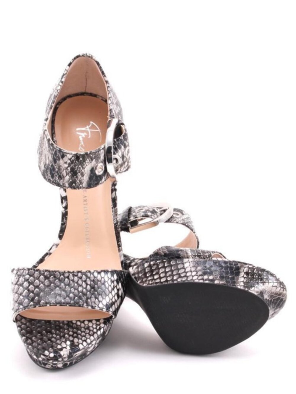 Franco Sarto Zoom Black Python Platform Sandal